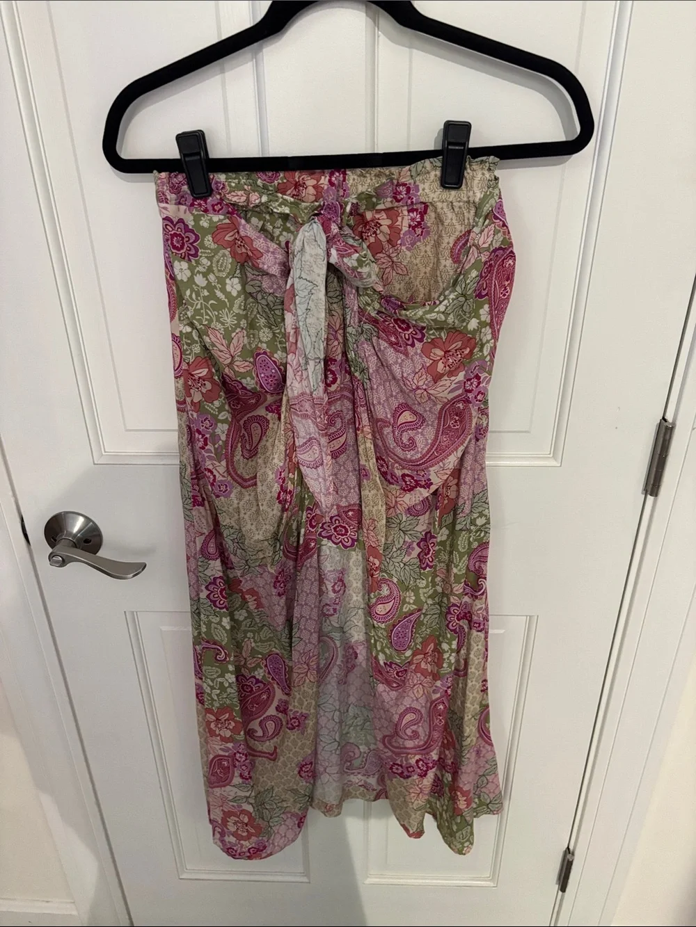 Dress Forum Pink & Olive Paisley Wrap Maxi Skirt